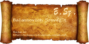Balassovich Szovát névjegykártya